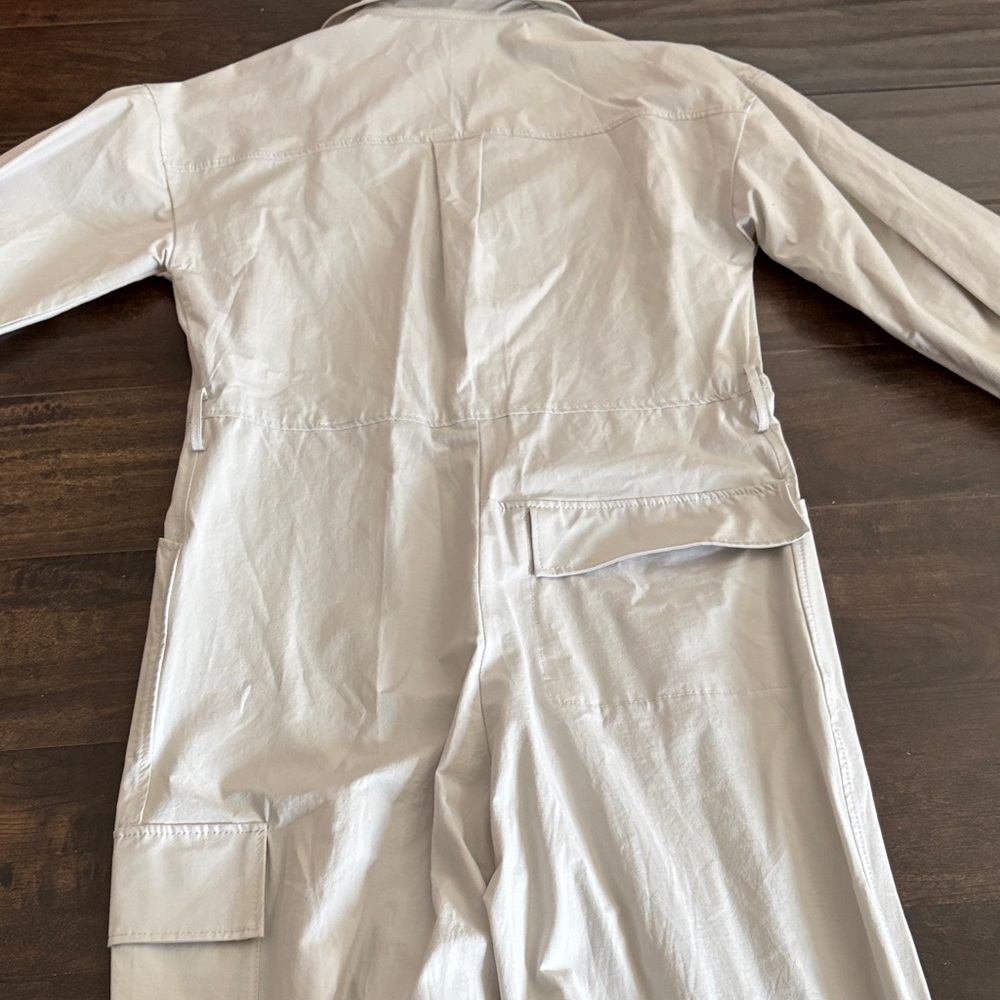 Zara Light Gray Utility Button-Front Jumpsuit - image 7